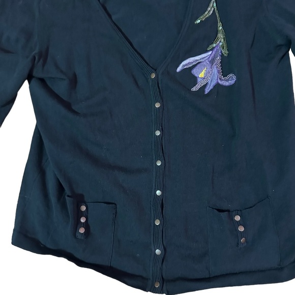 Blumarine Black Floral Cardigan Size P - Picture 3 of 7